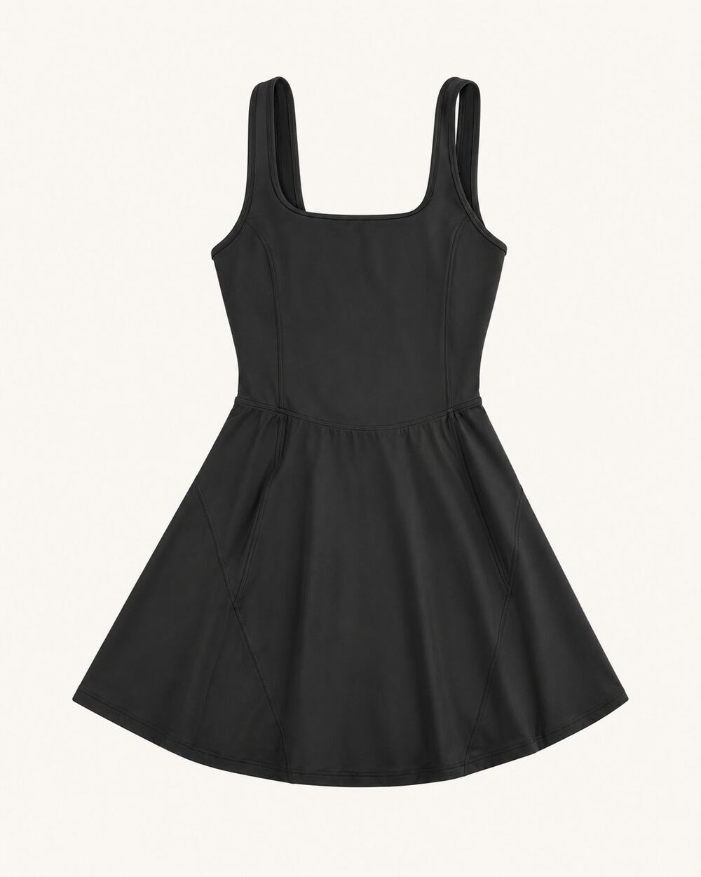 Halara Black Square Neck Cross Back Active Dress with Built-In Shorts Size M
